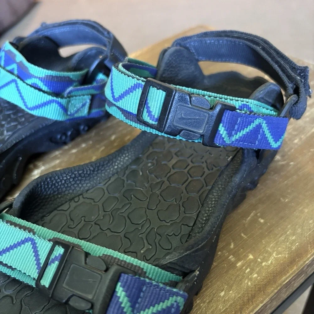 Nike ACG Air Deschutz Outdoor Water Sandals Blue Green Mens Sz 7 190043 90's VTG